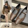 Pointy Mary Jane Shoes for Women 2024 Summer Model with Skirt Small Leather Shoes Retro Chunky Single Shoes for Women