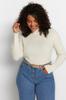 Women's Style Plus Size Cream Half Turtleneck Fine Knitwear Sweater