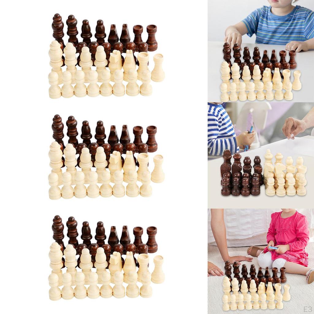 32 Pieces Wooden Chess Pieces, Figure Game Accessories, Tournament Players,