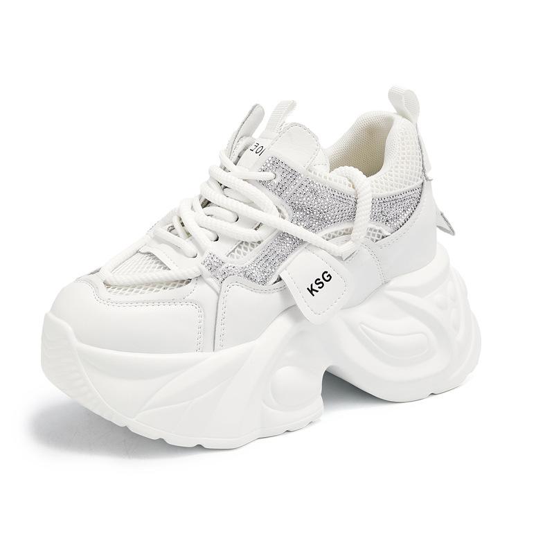 Sports Dad Shoes Mesh Thick Sole Showing Feet Small Inner Height Increase Women's Shoes Versatile Casual Ins Tide White Shoes Explosion
