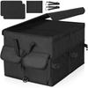 BQKOZFIN Collapsible Car Trunk Storage Box with Lid and Dividers for Outdoor and Vehicles Camping, SUVs, Small/Medium-Sized (Black)