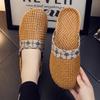 Fashion Home Indoor Linen Slippers Men Women 2025 Summer New Retro Style Couple Home Slippers Non-Slip and Wear-Resistant Couple Sandals