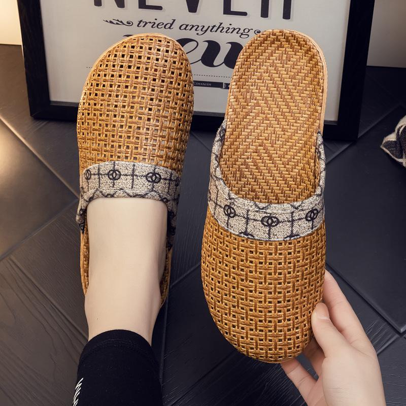 Fashion Home Indoor Linen Slippers Men Women 2025 Summer New Retro Style Couple Home Slippers Non-Slip and Wear-Resistant Couple Sandals