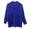 70s Lathered College V Neck Knit Cardigan Blue 3 Lines Men's Used