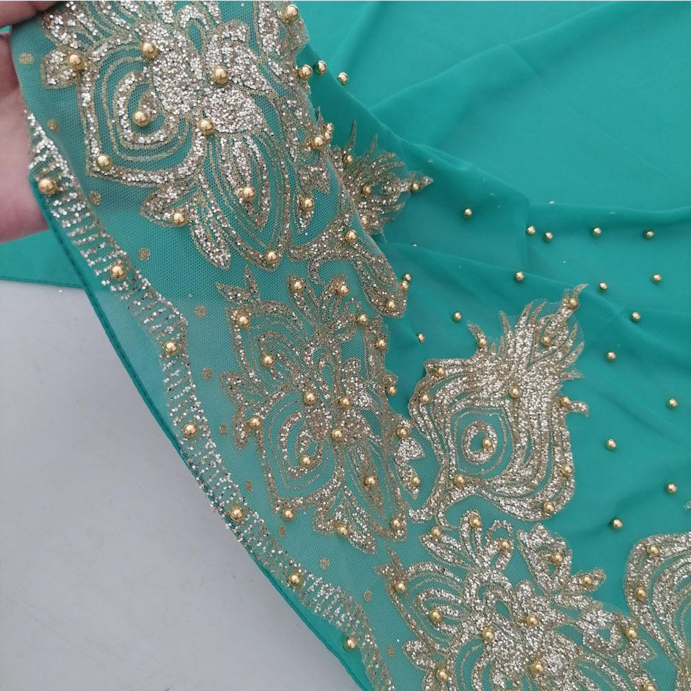 Rhinestone Beaded Chiffon Headscarf: Breathable Sun Protection Muslim Wrap In Ethnic Style