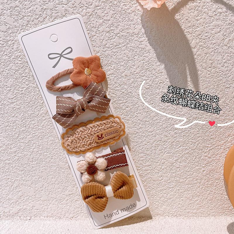 New Cute Coffee Cartoon Bow Princess Hairpins Set Women Girls Kids Hair Clips Barrettes Accessories Hairclip Headwear Headdress