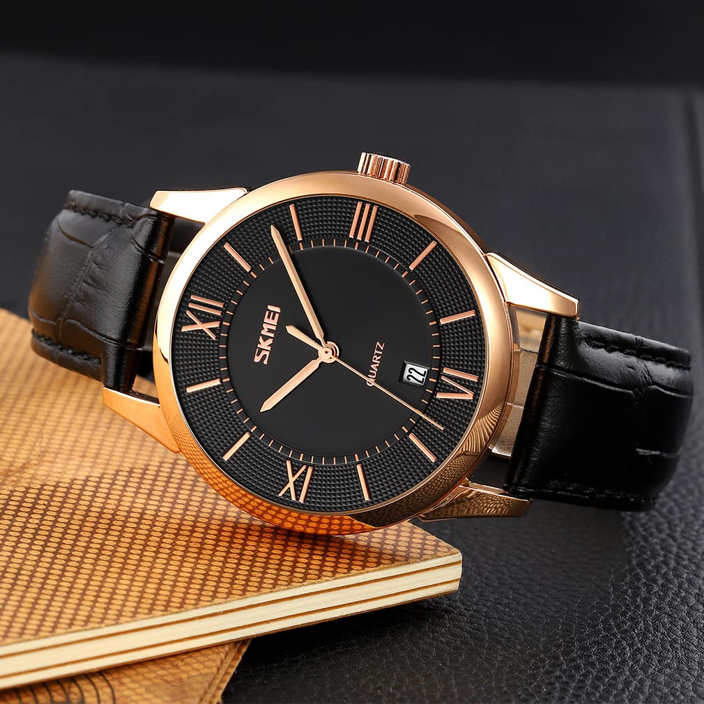 Hand Leather High School Black Watch for Men Men's Watch, Simple, Stylish, Watch, Men's Watch, Classic, Black, Strap, Waterproof, Brand, Business,