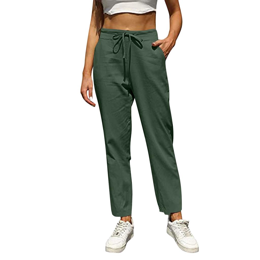 Women's Summer Casual Wide-leg Cotton And Linen High Waist Loose Trousers
