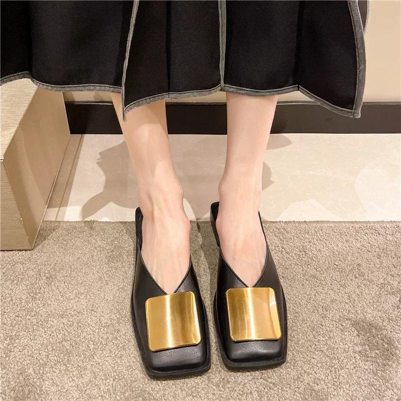 Women's Slippers Hot Selling Slingback Fashion Autumn Metal Daily Women's Shoes New Closed Toe Flat Casual Comfortable Slippers