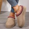 Snow Boots Women Winter New Cashmere Warm Thick Soles Without Heel-covered Hair Half Slipper Cotton Shoes Cashmere Warm Boots