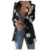 Women's Casual Fashion Print Lapel Long Sleeve Slim Fit Small Button Jacket