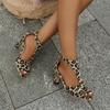 Fashion Summer Women Heeled Sandals Fish Toe Elegant Fashion Casual Shoes Sexy High Heels Dance Zebra Leopard Print Color News Trends