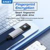 EAGET Fingerprint Encryption External SSD 540MB/s Portable SSD External Solid State Drive USB 3.2 Gen2 Type-C SSD Compatible for PC, Laptops