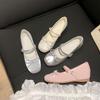 Gentle Mary Jane Shoes Women's New Comfortable Inner Height Increase 5 Bow Word with Casual Ballet Style Single Shoes