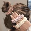 Woman Elegant Pearl Hair Ties Beads Girls Bow Scrunchies Rubber Hairbands Ponytail Holders Hair Accessories Elastic Hair Bands