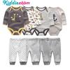 8Pcs Newborn Baby Boys Girls Clothes Set Cotton Cartoon Print Long Sleeve Bodysuit and Pants Infant Clothig Outfits