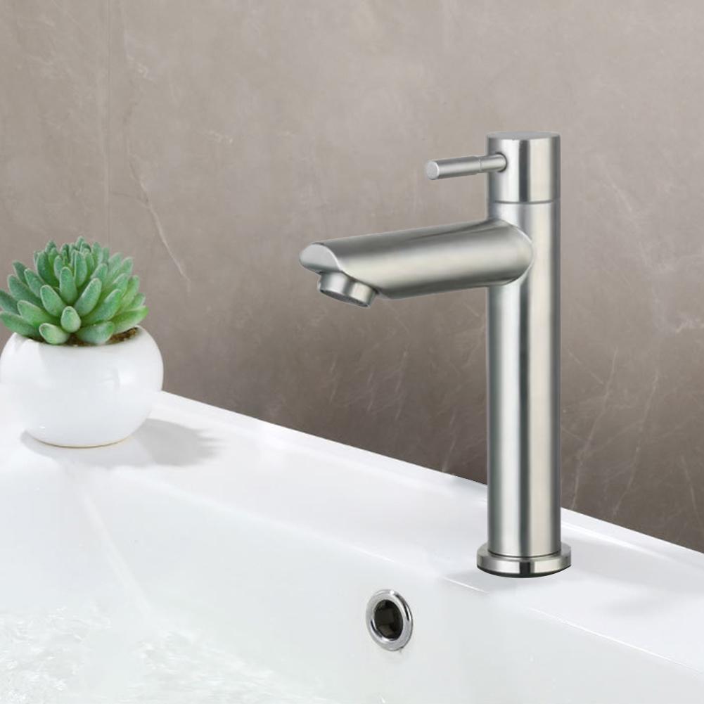 Stainless Steel Bathroom Counter Basin Faucet Single Handle Sink Water Tap Basin Sink Tap Kitchen Bathroom Accessories