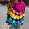 Fall Autumn Women'S Fashion O Neck Long Sleeve T-Shirt Loose Clothes Color Tie Dye Print T Shirt