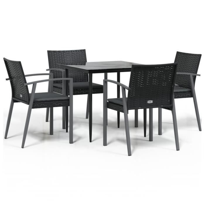 VidaXL Garden Dining Set 5 Pcs Cushions Woven Resin Steel 3186972