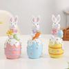 Set of 3 Easter Bunny Egg Decorations Spring Easter Rabbit Decors Figurines Tabletopper Decoration for Party Home Holiday Cute Rabbit Easter Day Decor