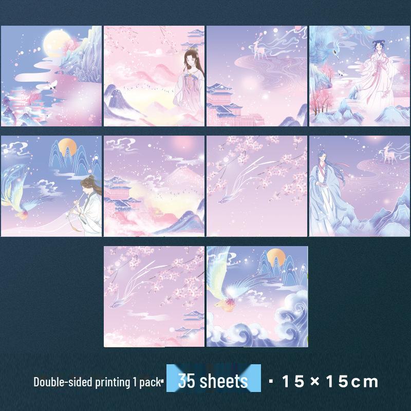 "Chenyang Handmade Origami Paper: Ancient Style Crane-Themed Colored Sheets"