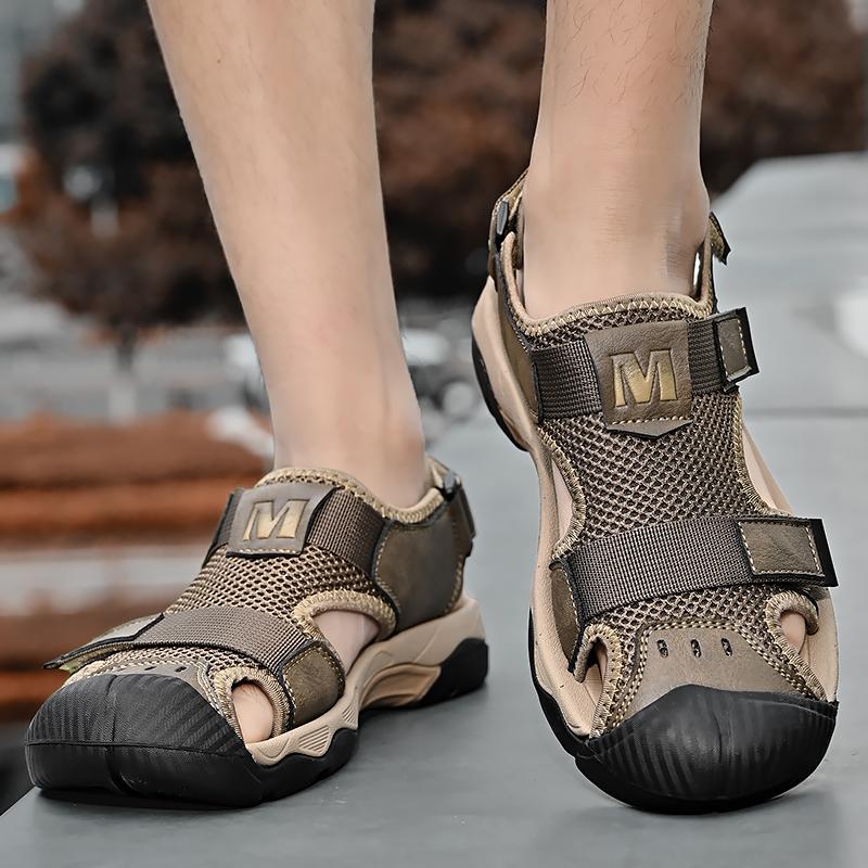 Fashion Summer Men Sandals Genuine Leather Mens Casual Shoes Outdoor Men Leather Sandals for Men Beach Shoes Roman Mens Shoes