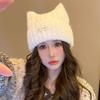 Japanese Cat Ear Woolen Hat for Women In Autumn and Winter Warm and Cute Knitted Hat  Korean Style Casual All Match Pullover Cold Hat
