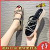 Two Sandals for Women's Fashion Outer Wear 2025 New Summer Flat-bottomed Rhinestone Shoes Soft-soled Jelly Shoes First Women's Shoes