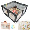 Playpen with Play Mat 120x120cm Baby Small with Door Baby Fence Folding Baby Playpen Circle Easy To Assemble Washable Storage Bag Included Japanese