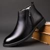 Men's Boots Fashion Cow Leather High-top Boot Classic Business Ankle Boots Winter Plush Warm Cotton Shoes Winter Men Dress Boots