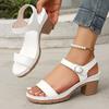 Braided Chunky Heeled Sandals for Women 2025 Summer Ankle Strap Platform Sandles Woman Casual Weaving Gladiator Sandalias Mujer