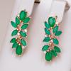 Полные серьги-капли с цветком из циркона изумрудной огранки для женщин, роскошные, цвета розового золота, повседневные, изящные, этнические украшения