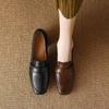 Women's Chunky Heel Retro Square Toe Loafers - Genuine Leather, Clearance, Spring/Autumn 2025