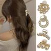 Sweet Mini Round Faux Pearls Hair Clip Non-slip Cross Teeth Back Head Small Hair Claw Styling Hair Accessories