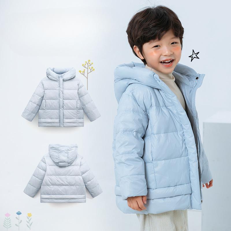 Children's Hooded Solid-color Light and Warm Down Jacket, Multi-color Coat for Boys and Girls Winter