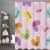 Valentine's Day Love with Text Shower Curtain, Bathroom Decorative Shower Curtain, Waterproof Shower Curtain with Hooks