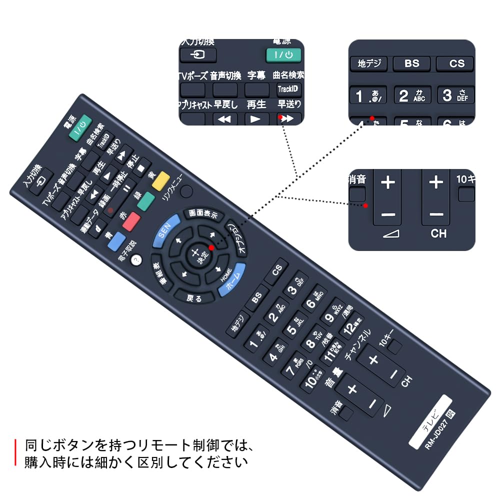 CLVIZCXOM Replacement Remote Control for Sony SONY Remote Control Compatible with RM-JD027 KDL-40EX750 KDL-32EX550 KDL-26EX540 KDL-22EX540