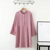 Spring and Autumn Women's Long Sleeve Nightdress 100%Cotton Crepe Round Neck Button Solid Color Dress Home Dress Nightgown Dress