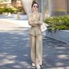 Casual Fashion Suit Women's Spring and  New Design Sense Age-reducing and Thin Shirt Wide-leg Pants Two-piece Set