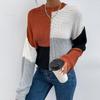 Autumn and Winter Women's Sweater Fashion Long Sleeve Color Blocking Half Turtleneck Sweater Loose