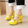 Fashion Women Platform Pumps Sweet Bowtie Shoes Vintage Chunky Female High Heels Party Wedding Prom Footwear Girls Shoes Big Size 33-43