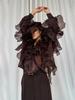 Women's Retro Tulle Irregular Ruffle Shirt - 2025 Collection