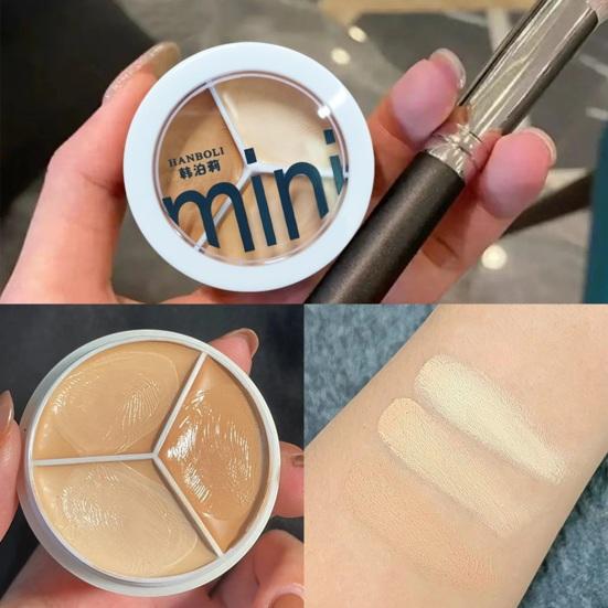 3 Colors Concealer Palette Natural Spot Dark Circle Acne Full Coverage Long Lasting Moisturizing Matte Finish Foundation Cream