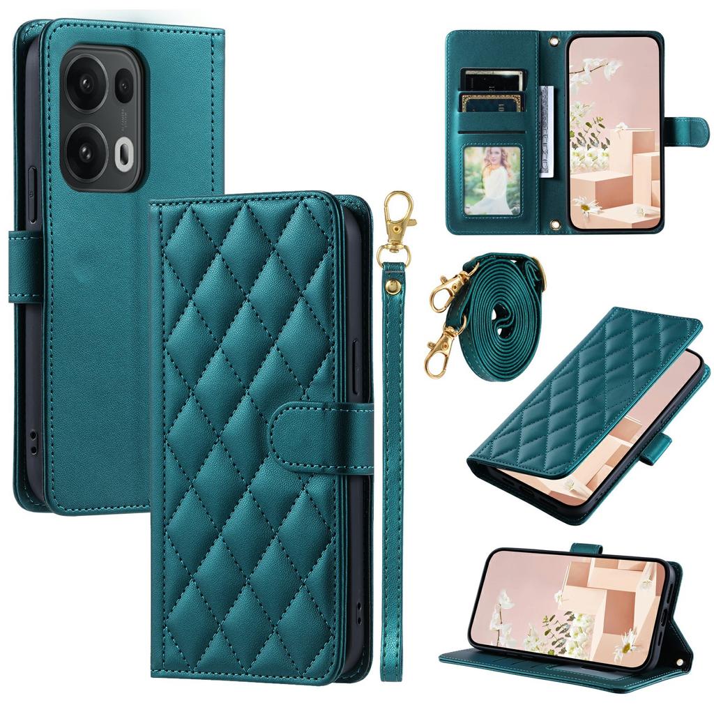 For Oppo Reno13 Pro 5G Wallet Case Rhombus Grid PU Leather Phone Cover