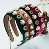 Women's Colored Rhinestone Hair Band Wide Edge Alloy Hairhoop Metal Pearl Headwear
