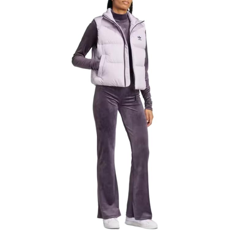 Adidas Logo Print Stand Collar Zipper Loose Vest Women Vest Purple IW8366