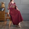 2025 Плюс Размер Летнее Платье Женское Цветочное Повседневное Винтажное Длинное Платье Свободный Принт Макси Базовое Красное Платье