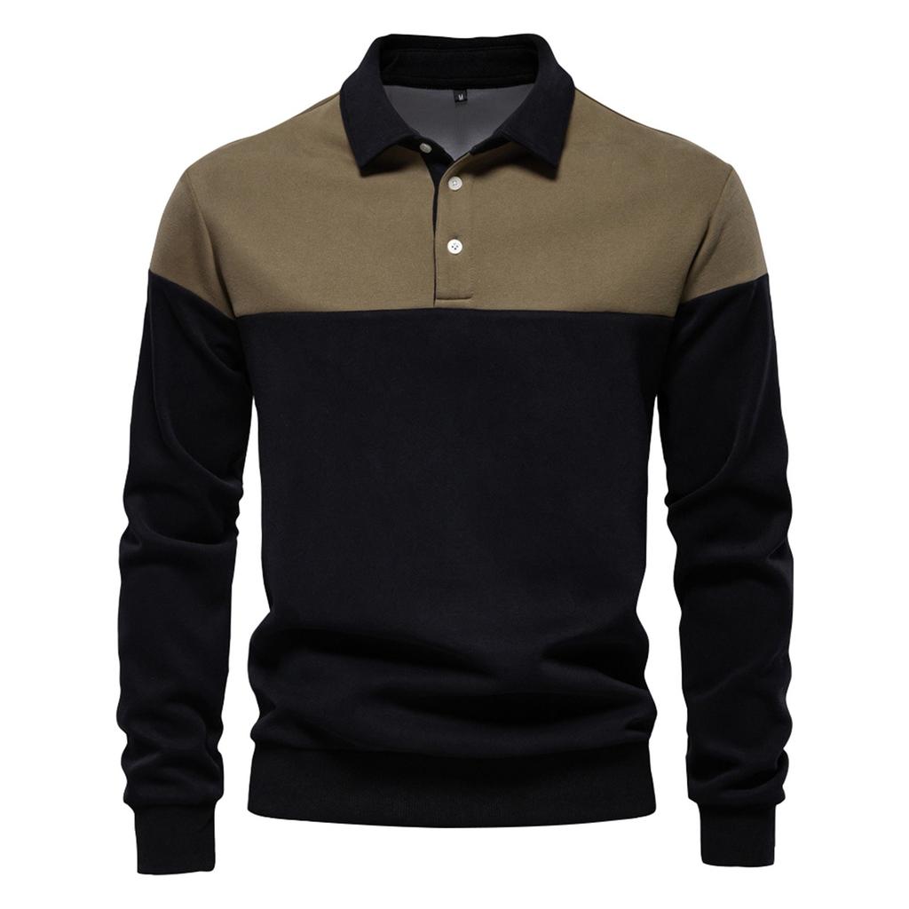 Men's Colorblock Button Lapel Long Sleeve Top Men's Casual Fashion Shirt