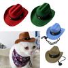 Pet Cowboy Hat Adjustable Mini Cat Cowboy Costume Accessory with Chin Strap for Halloween Christmas Parties