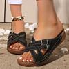 Fashion Cross Straps Platform Slippers Women Comfort Double Buckle Wedge Sandals Woman Summer 2025 Anti Slip Casual Beach Shoes